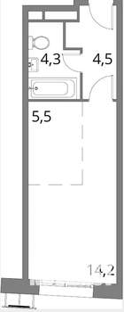 Студия квартира, сданный дом, 29м2, 3/4 этаж