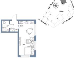 Студия квартира, вторичка, 29м2, 17/6 этаж