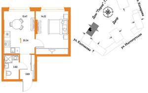 1-к квартира, вторичка, 35м2, 4/6 этаж