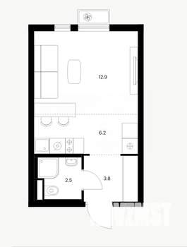Студия квартира, вторичка, 26м2, 8/25 этаж