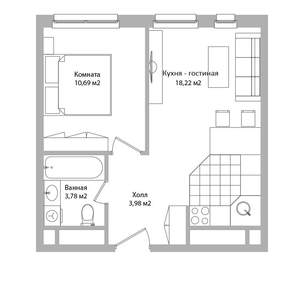 2-к квартира, вторичка, 37м2, 8/16 этаж