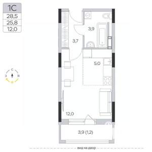 Студия квартира, строящийся дом, 26м2, 4/6 этаж