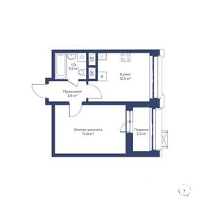 1-к квартира, строящийся дом, 38м2, 5/24 этаж