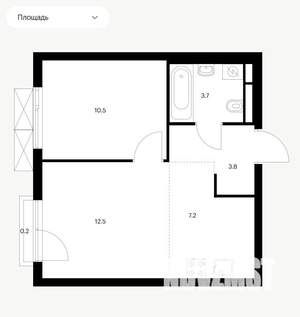 1-к квартира, вторичка, 38м2, 7/24 этаж