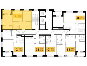 2-к квартира, строящийся дом, 54м2, 2/12 этаж