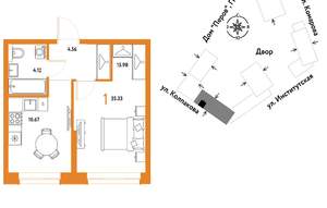 1-к квартира, вторичка, 35м2, 15/6 этаж