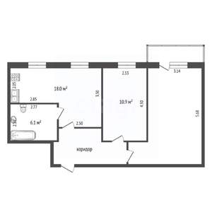 2-к квартира, вторичка, 58м2, 7/9 этаж