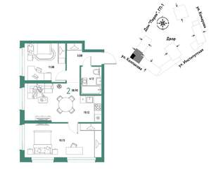 2-к квартира, вторичка, 59м2, 12/25 этаж