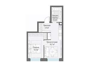 2-к квартира, строящийся дом, 40м2, 15/23 этаж