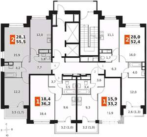 2-к квартира, вторичка, 56м2, 10/21 этаж