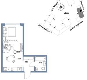 Студия квартира, вторичка, 30м2, 12/6 этаж