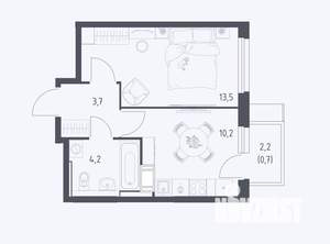 1-к квартира, вторичка, 31м2, 17/17 этаж