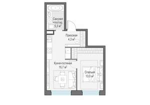 1-к квартира, строящийся дом, 40м2, 10/23 этаж