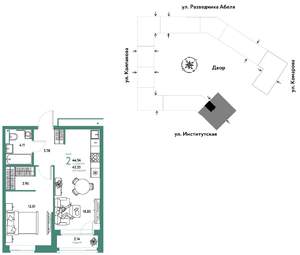 2-к квартира, вторичка, 44м2, 17/25 этаж