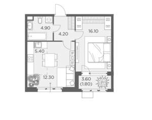 1-к квартира, вторичка, 45м2, 9/15 этаж