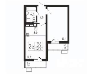 2-к квартира, вторичка, 49м2, 4/9 этаж