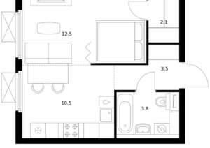 1-к квартира, вторичка, 32м2, 12/25 этаж