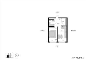 2-к квартира, строящийся дом, 46м2, 14/17 этаж