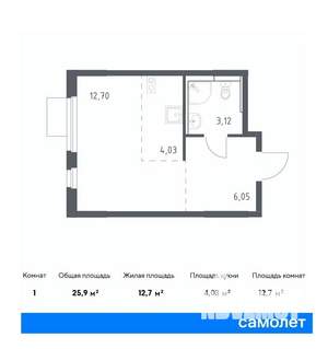 Студия квартира, вторичка, 26м2, 11/17 этаж