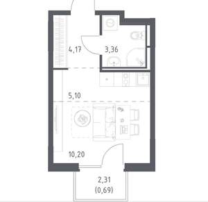 Студия квартира, строящийся дом, 24м2, 8/9 этаж