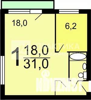 1-к квартира, вторичка, 31м2, 3/5 этаж