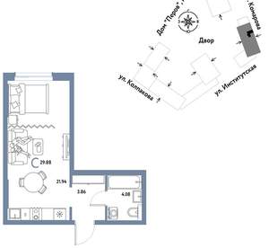 Студия квартира, вторичка, 30м2, 5/6 этаж