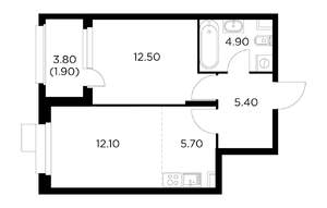 2-к квартира, строящийся дом, 41м2, 15/18 этаж