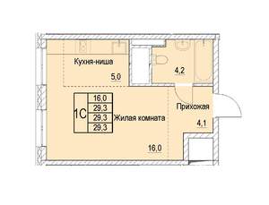 1-к квартира, строящийся дом, 29м2, 3/22 этаж