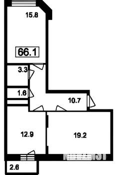 3-к квартира, вторичка, 65м2, 3/6 этаж