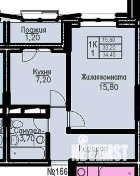 1-к квартира, вторичка, 34м2, 7/10 этаж