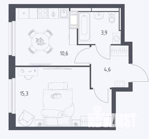 1-к квартира, сданный дом, 34м2, 3/17 этаж