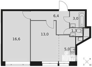 2-к квартира, вторичка, 45м2, 10/21 этаж