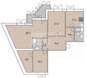 3-к квартира, вторичка, 102м2, 11/12 этаж