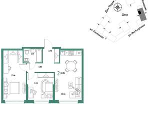 2-к квартира, вторичка, 61м2, 12/6 этаж