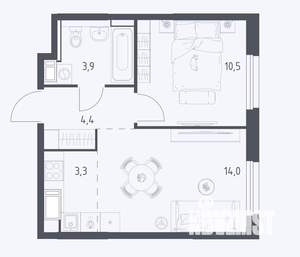 1-к квартира, сданный дом, 36м2, 7/17 этаж