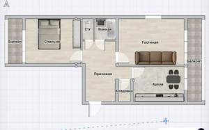2-к квартира, вторичка, 55м2, 8/16 этаж
