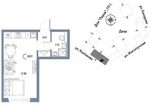 1-к квартира, вторичка, 28м2, 7/25 этаж