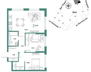 2-к квартира, вторичка, 67м2, 9/6 этаж