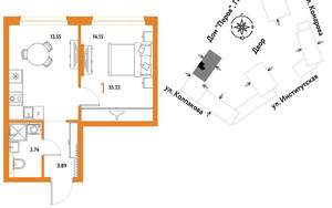 1-к квартира, вторичка, 35м2, 16/6 этаж