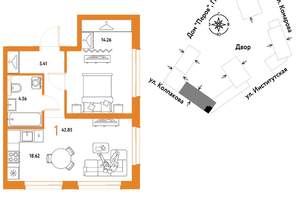 1-к квартира, вторичка, 43м2, 15/6 этаж