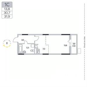 Студия квартира, вторичка, 32м2, 7/9 этаж
