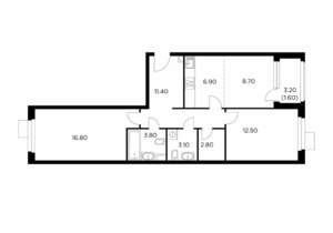 3-к квартира, строящийся дом, 68м2, 15/17 этаж