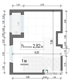 1-к квартира, строящийся дом, 44м2, 13/17 этаж