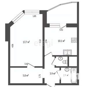 1-к квартира, вторичка, 42м2, 20/25 этаж