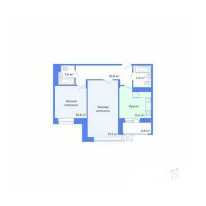 2-к квартира, строящийся дом, 66м2, 10/17 этаж