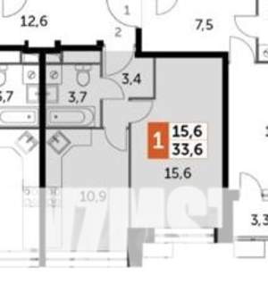 1-к квартира, вторичка, 34м2, 9/23 этаж