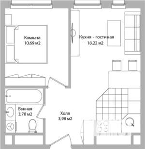 2-к квартира, строящийся дом, 37м2, 10/16 этаж