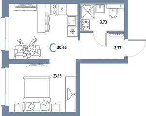 Студия квартира, строящийся дом, 31м2, 10/25 этаж