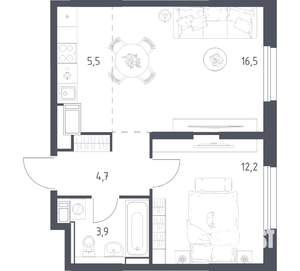 1-к квартира, вторичка, 43м2, 3/17 этаж