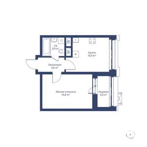 1-к квартира, строящийся дом, 38м2, 2/24 этаж